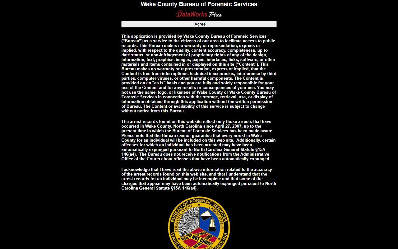 Wake County CCBI arrest records portal for Raleigh 72 hour booking searches