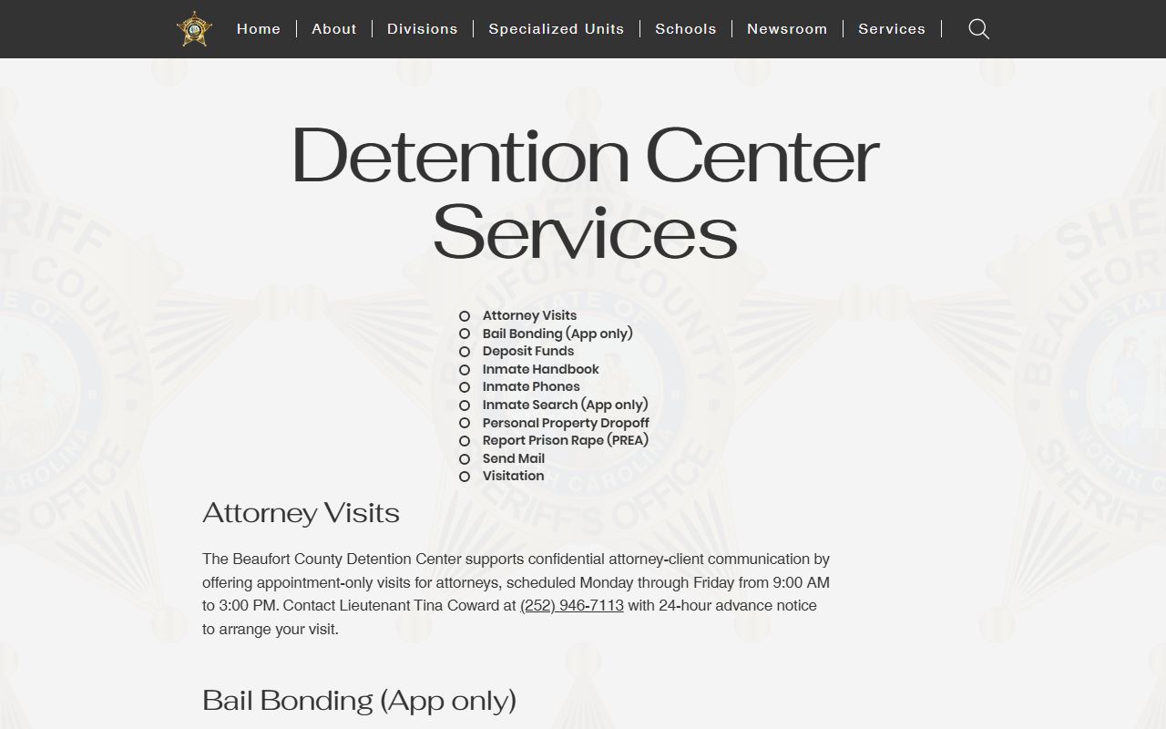 Beaufort County 72 hour booking detention center information
