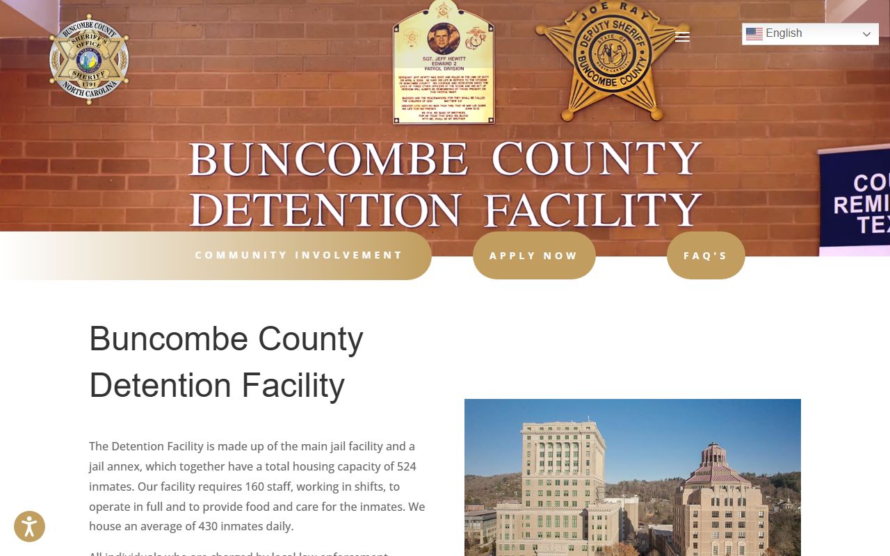 Buncombe County 72 hour booking detention facility page