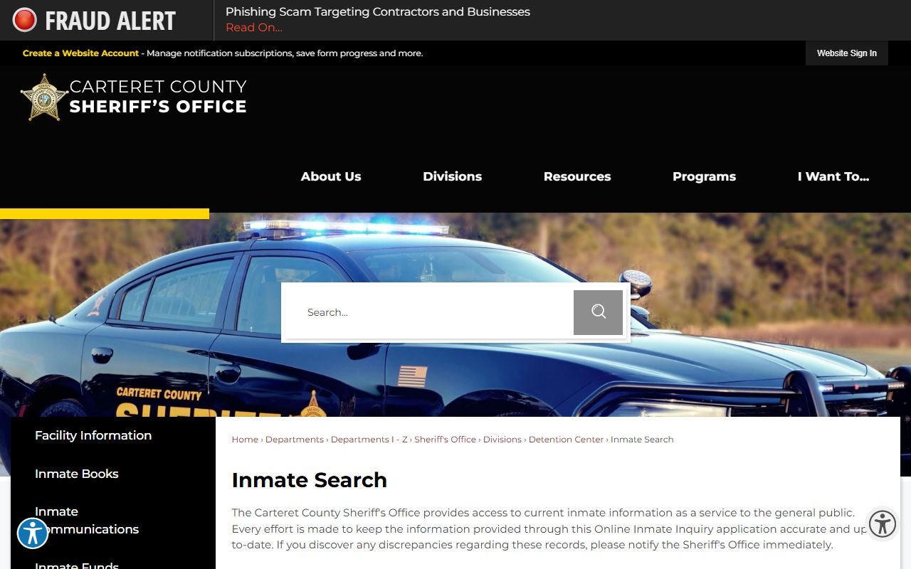 Carteret County 72 hour booking inmate search system