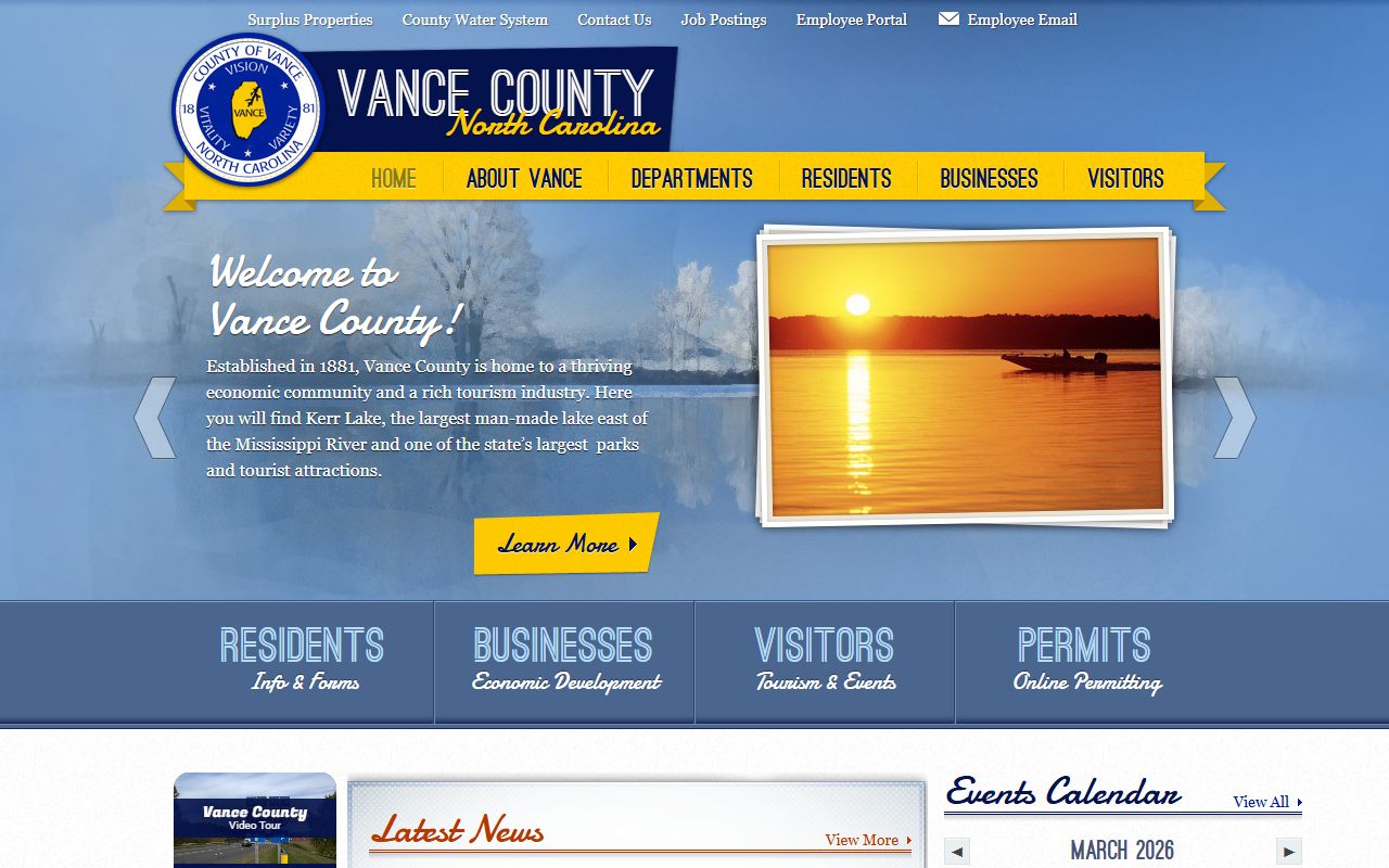 Vance County government website for booking and arrest records